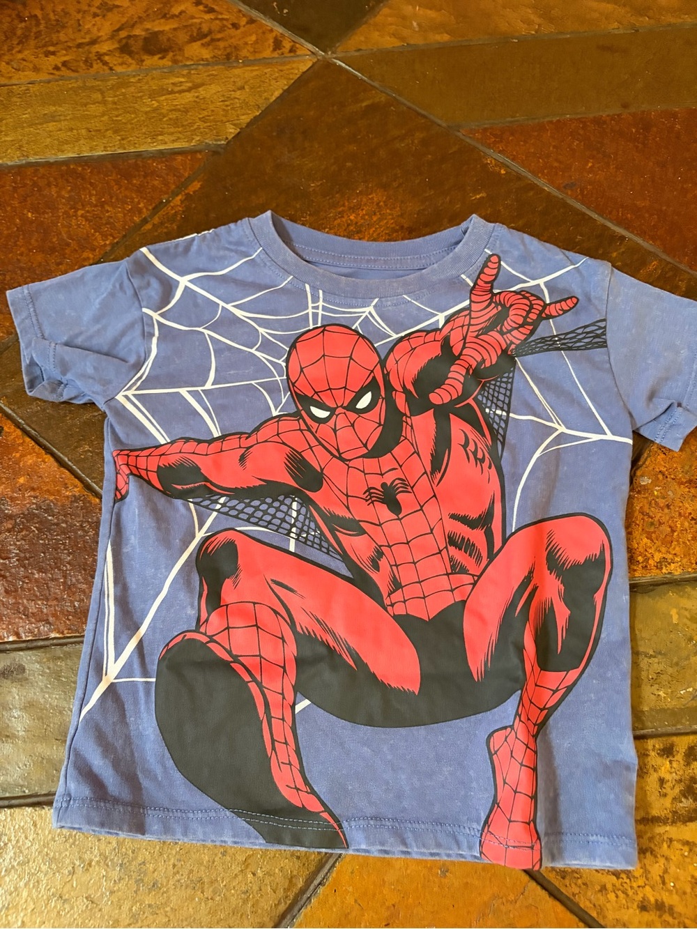 Marvel Blue Kids Tee with Red Spider-Man Graphic